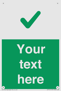 Custom green background, green tick sign